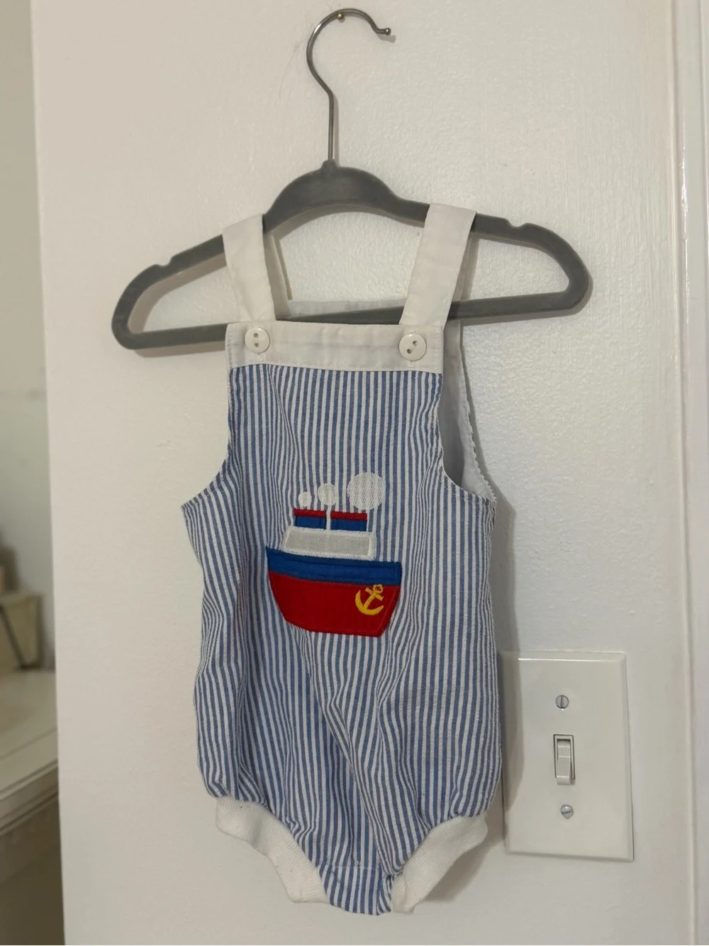 Vintage Health-Tex Striped Nautical Baby Overall